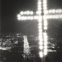 Electric Cross on top of Skinner's Butte. Image owned by Lane County History Museum.